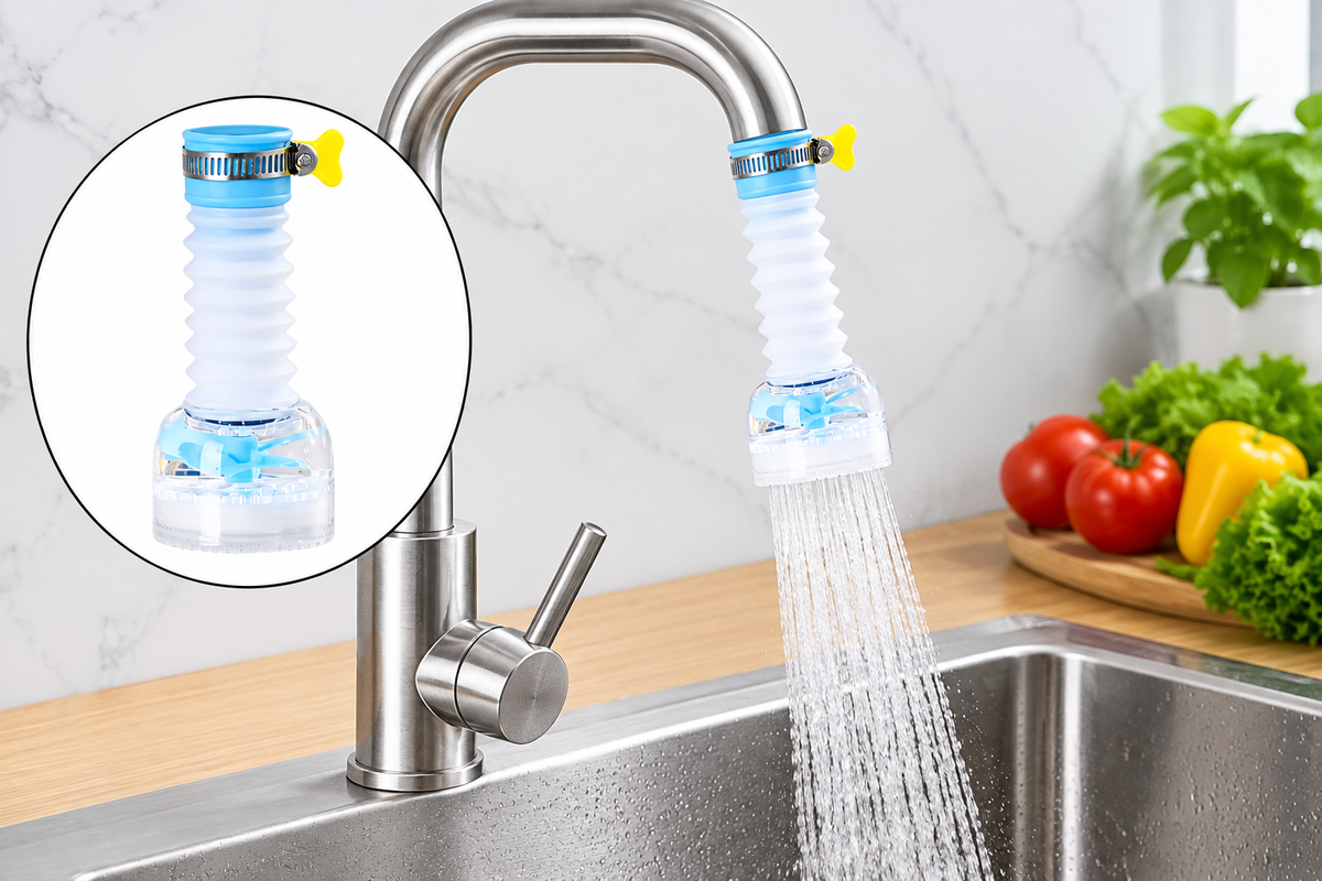 Flexible Faucet Extender with Splash-Reducing Aerator