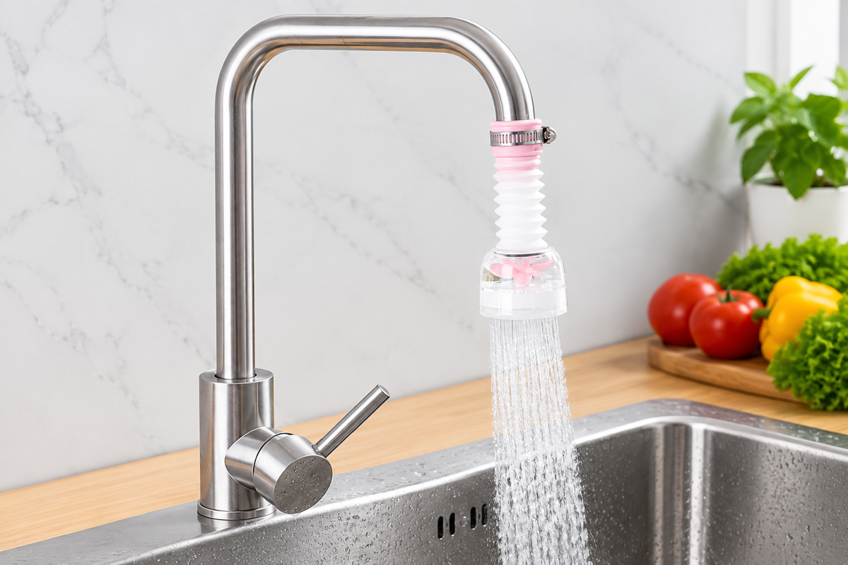 Flexible Faucet Extender with Splash-Reducing Aerator