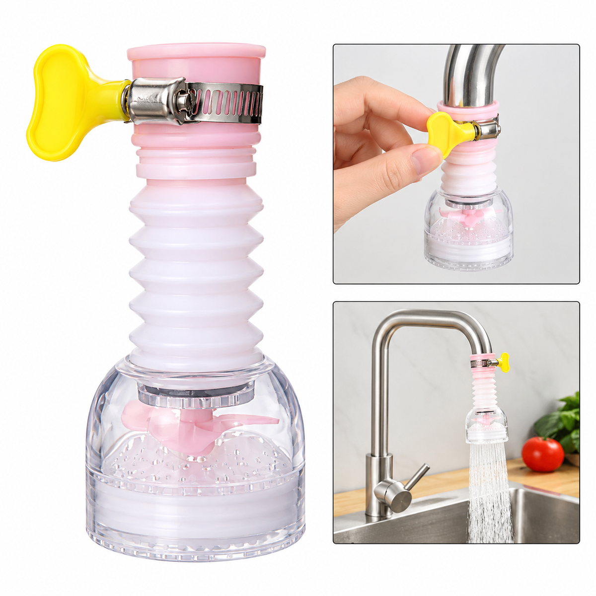 Flexible Faucet Extender with Splash-Reducing Aerator