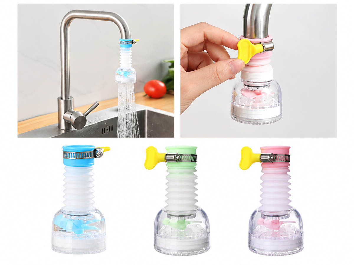 Flexible Faucet Extender with Splash-Reducing Aerator